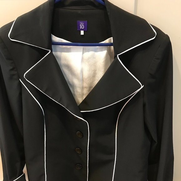 Pristine black & white piping Ladies Blazer - Picture 1 of 5